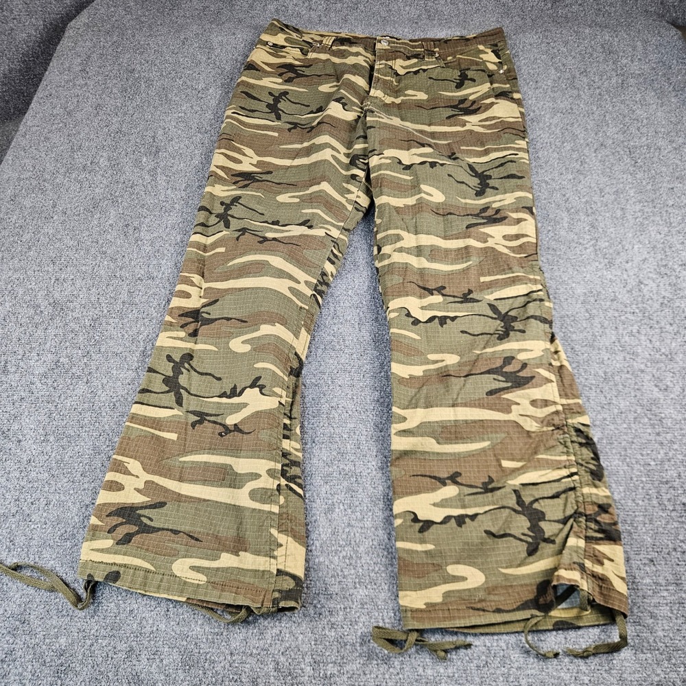 Zoey Beth Camo Ripstop Pants Womens 2X Green Camouflage Drawstring Hem G5815XF